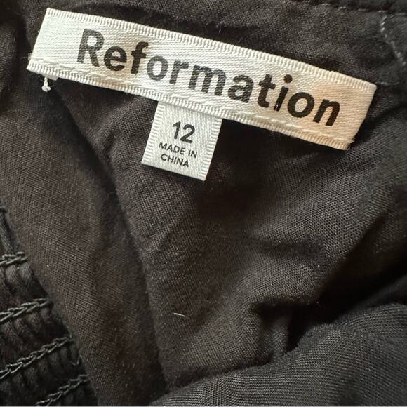 Reformation Orion Organic Cotton Corset Gathered Top BLACK Ruched SIZE 12 - Picture 5 of 14